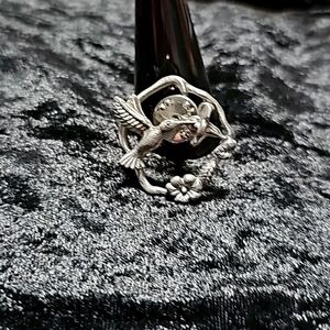 Vintage LCD Hummingbird Brooch Pin Floral Wreath Pewter Lindsay Claire Designs